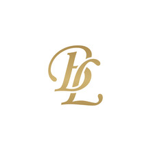Initial Letter BL, Overlapping Elegant Monogram Logo, Luxury Golden Color
