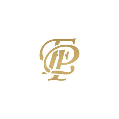 Initial letter EP, overlapping elegant monogram logo, luxury golden color