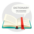 Open dictionary book with all answers to questions