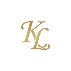 Initial letter KL, overlapping elegant monogram logo, luxury golden color