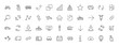 Set of Public Transport Related Vector Line Icons. Contains such Icons as Bus, Bike, Scooter, Car, balloon, Truck, Tram, Trolley, Sailboat, powerboat, Airplane and more. Editable Stroke. 32x32 Pixel