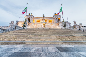 Monument of Vittorio Emanuele II in Rome at night, Italy. Architecture background