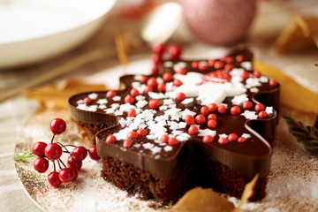 Wall Mural - chocolate cake in the shape of a christmas tree