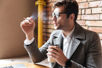 Sticker - Side view of pensive business man in eyeglasses