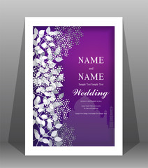 Wall Mural - Wedding Invitation card templates with Paper art and craft style. on paper Ultra Violet color.