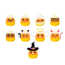 Candy Corn Character Flat Illustration