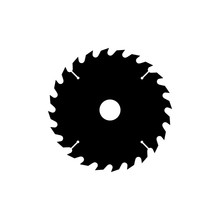 Circular Saw Blade Icon. Black, Minimalist Icon Isolated On White Background. Saw Blade Simple Silhouette. Web Site Page And Mobile App Design Vector Element.