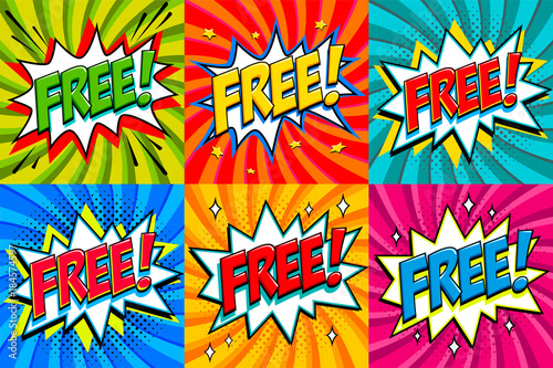 Free Comic Book Style Stickers Free Banners In Pop Art Comic