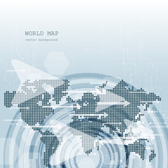 Wall Mural - Global network connection. World map technology composition concept of global business. Vector Illustration