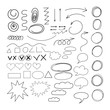 Doodle different shapes, clouds speech and arrows set. Hand drawn circle line sketch set vector circular scribble doodle.