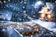 © magdal3na - christmas background of snow and frost