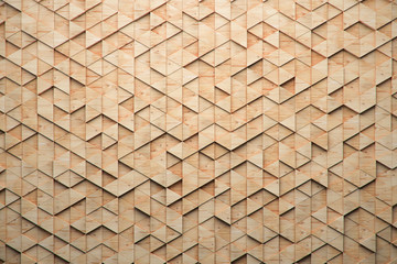 Wood triangular Abstract polygonal background from wooden, 3d render