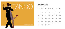 2018 Dance Calendar. January. Tango. Elegant Couple Dancing.