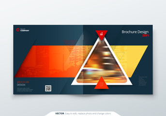 Wall Mural - square brochure design. red corporate business rectangle template brochure, report, catalog, magazin