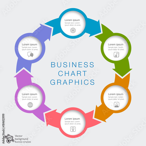 Business Chart Design 6-Step #Vector Graphics Tableau sur Toile