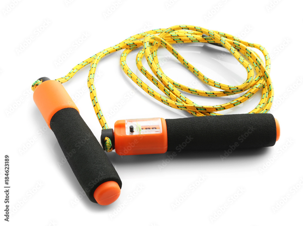 Modern jumping rope on white background