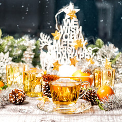 Wall Mural - Christmas decoration cup tea food drinks