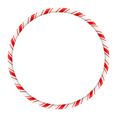 Wall Mural - Candy cane circle frame for christmas design isolated on white background