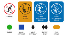 Ski Lift, Elevator Manuals, Trail Difficulty Levels Signs