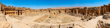 Baalbek Ancient City In Lebanon.Heliopolis Temple Complex.near The Border With Syria.Panorama.remains