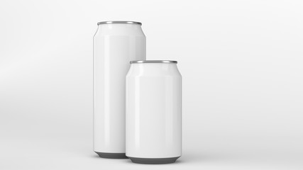 Wall Mural - Big and small white soda cans mockup