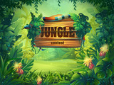 Vector cartoon illustration of background rainforest