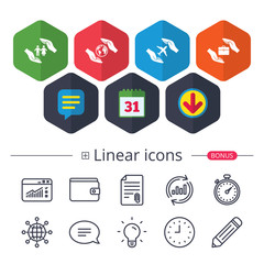 Poster - hands insurance icons. human life-assurance.