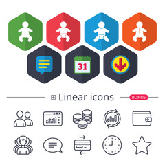 Poster - newborn icons. baby infants symbols.