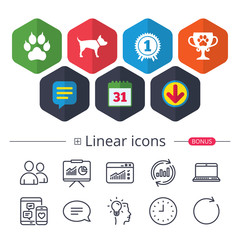 Poster - pets icons. cat paw with clutches sign.
