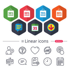 Poster - sale bag tag icons. discount symbols.