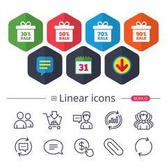 Poster - sale gift box tag icons. discount symbols.