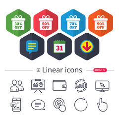 Poster - sale gift box tag icons. discount symbols.