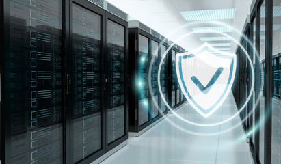 Fototapete - Firewall activated on server room data center 3D rendering