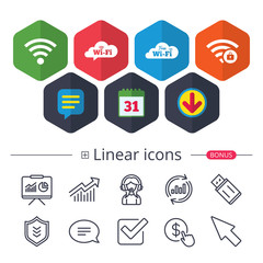 Poster - wifi wireless network icons. wi-fi zone locked.