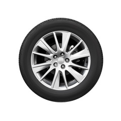 Wall Mural - Modern car wheel on light alloy disc, front view