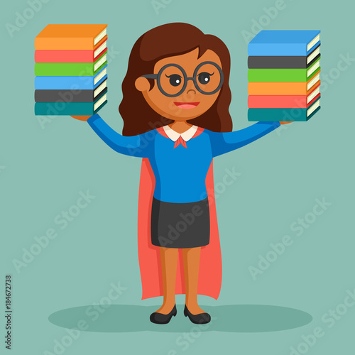 Super african librarian girl in circle background
