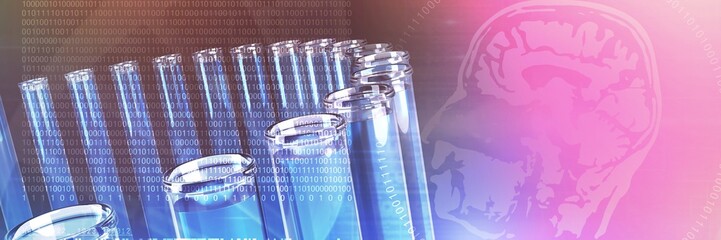 Poster - Composite image of digitally image of dna helix and brain