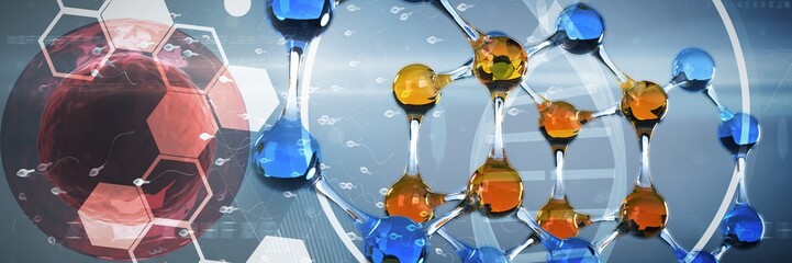 Poster - Composite image of image of dna helix and molecules interface