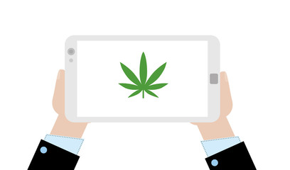 Poster - Geschäftsmann mit Tablet - Marihuana