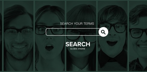 Poster - Composite image of digital composite image of search engine logo