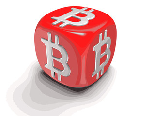 Poster - Dice with Bitcoin sign. Image with clipping path 