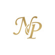 Initial letter NP, overlapping elegant monogram logo, luxury golden color