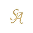 Initial letter SA, overlapping elegant monogram logo, luxury golden color