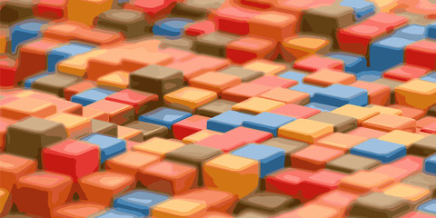 Poster - Abstract color cube block