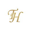 Initial letter TH, overlapping elegant monogram logo, luxury golden color
