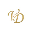 Initial letter VD, overlapping elegant monogram logo, luxury golden color