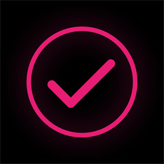 Poster - Neon Button rund - Haken - Richtig