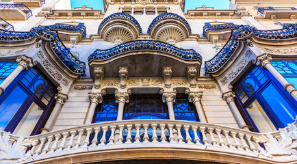 Sticker - Ornate Blue Trim on Spanish Architecture