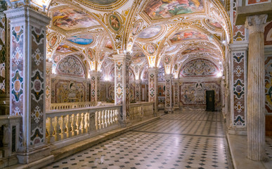 The colorful Crypt in the Duomo of Salerno, Campania, Italy.