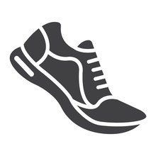 Running Shoes Glyph Icon, Fitness And Sport, Gym Sign Vector Graphics, A Solid Pattern On A White Background, Eps 10.